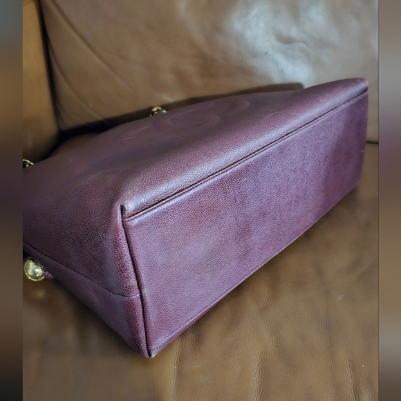 Chanel Caviar Leather CC Tote Bag Burgundy Vintage - Picture 4 of 12